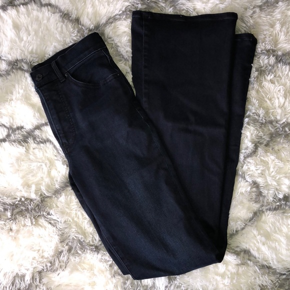 Express High Waisted Super Soft Dark Wash Flare Jeans - Picture 4 of 5